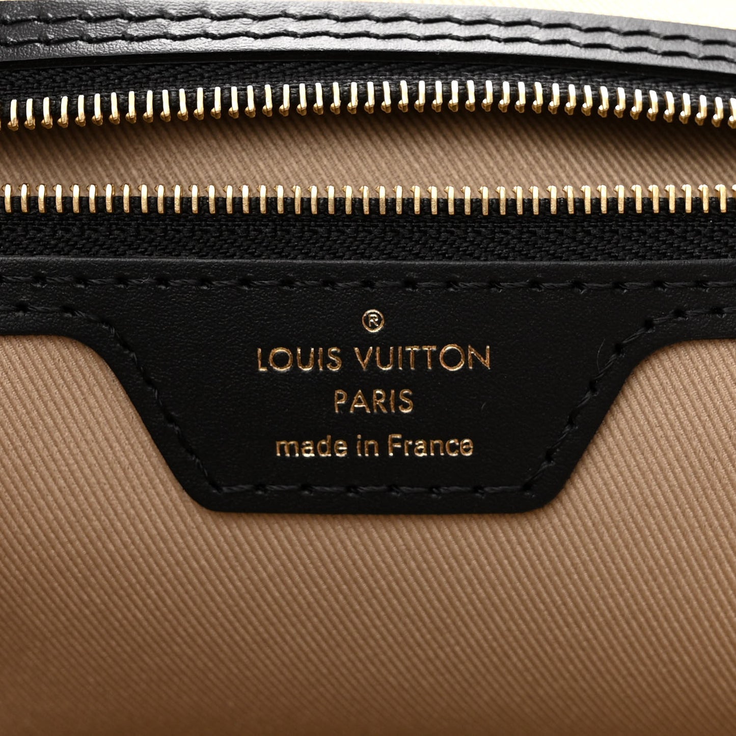 Cotton Monogram Embroidered Neverfull MM Beige Black