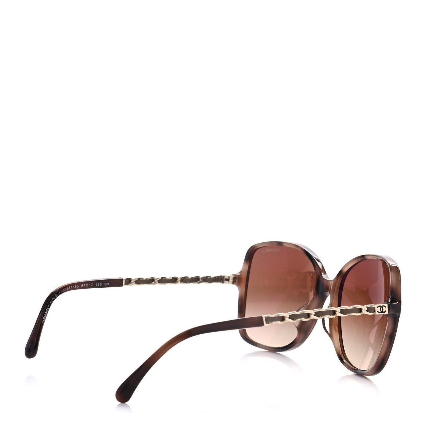 Acetate Metal Lambskin Chain Square Sunglasses 5210-Q Brown