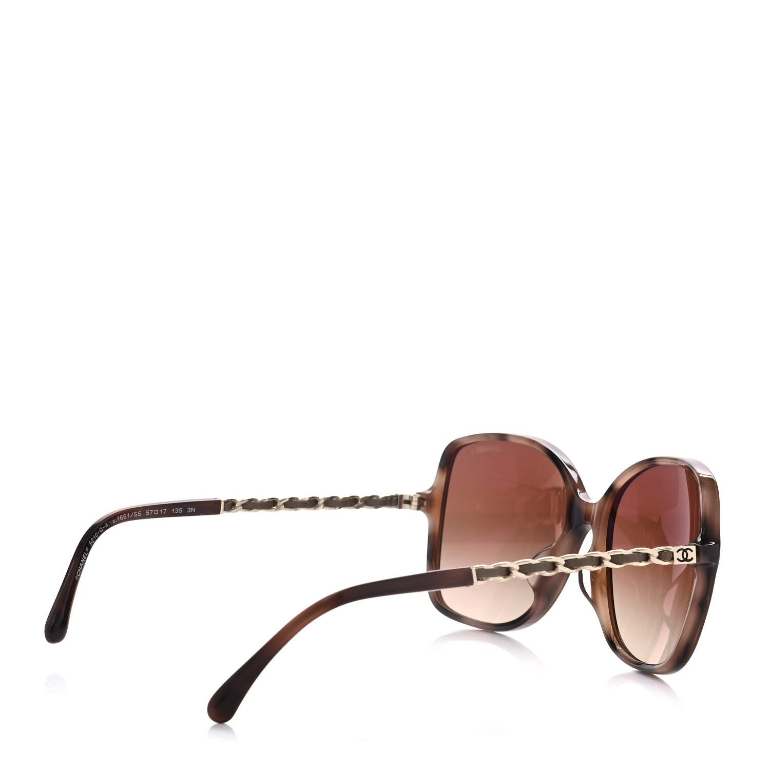 Chanel Acetate Metal Lambskin Chain Square Sunglasses 5210-Q Brown 4 of 8