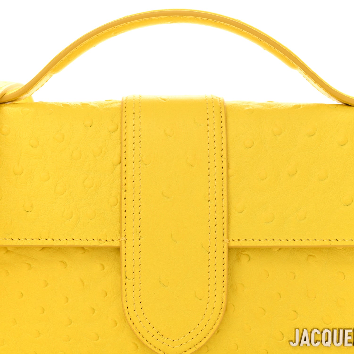JACQUEMUS イエロー レザー　ボディバッグ Jacquemus Calfskin Ostrich Embossed Le Grand Bambino Yellow