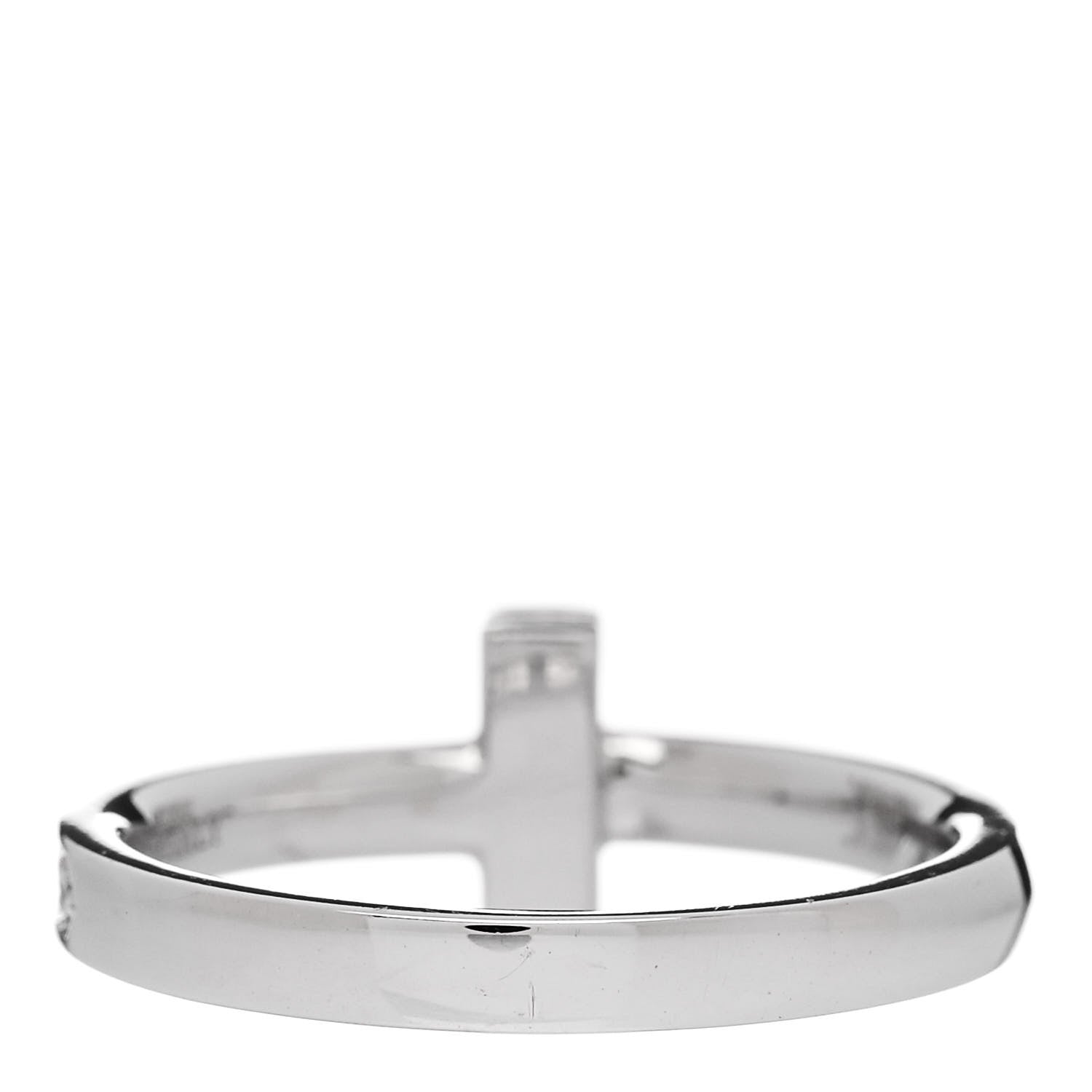 Tiffany 18K White Gold Diamond T T1 Ring 50 5.25 3 of 4