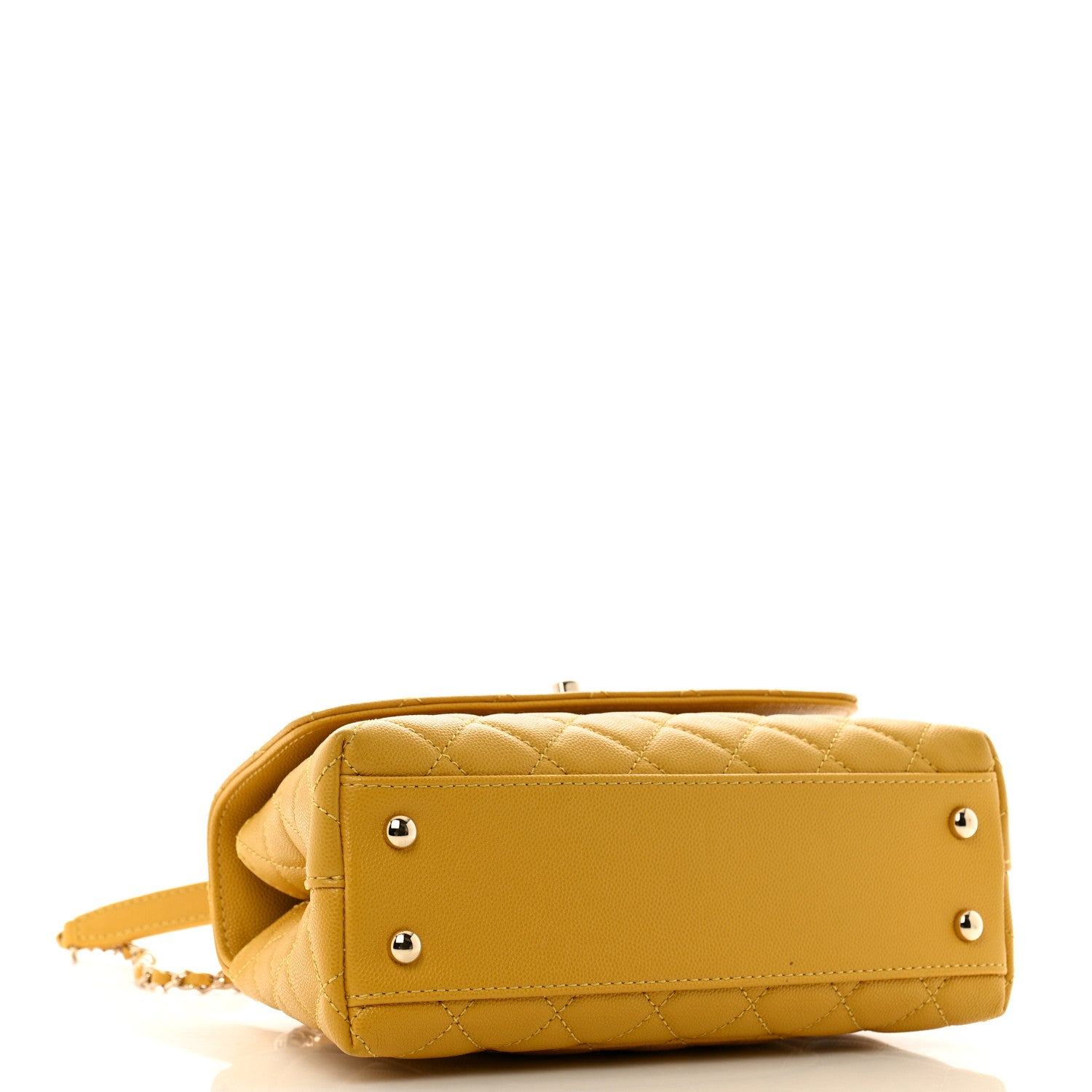 Chanel Caviar Quilted Mini Coco Handle Flap Yellow 4 of 11
