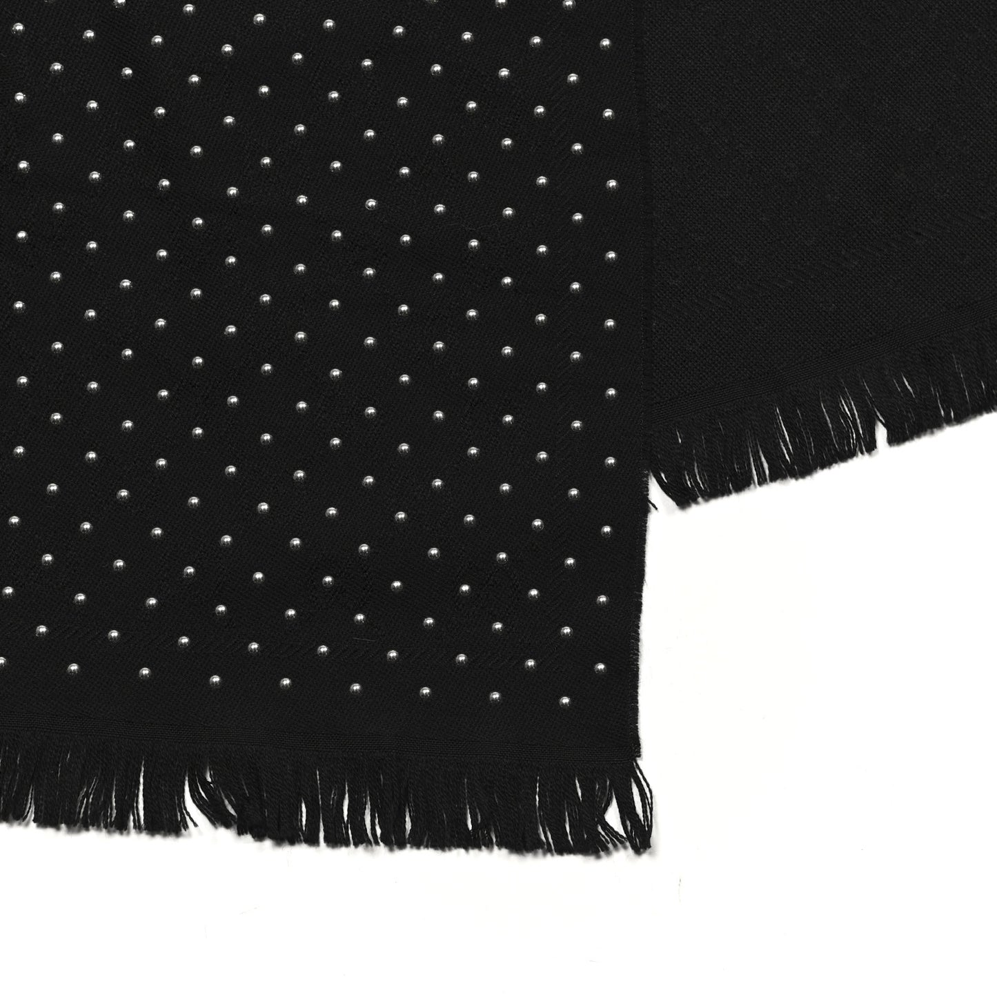 Wool Studded Jacquard GG Scarf Black
