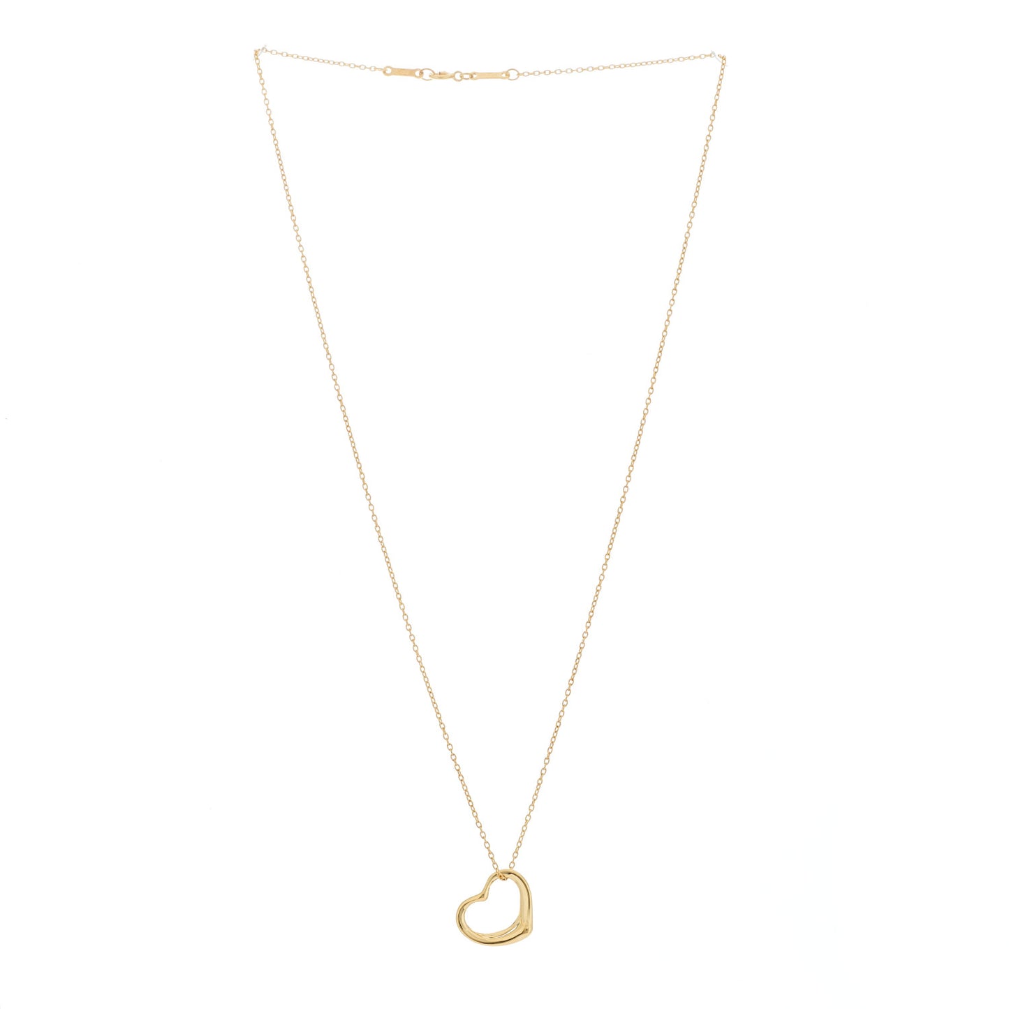 18K Yellow Gold 14mm Elsa Peretti Open Heart Pendant Necklace