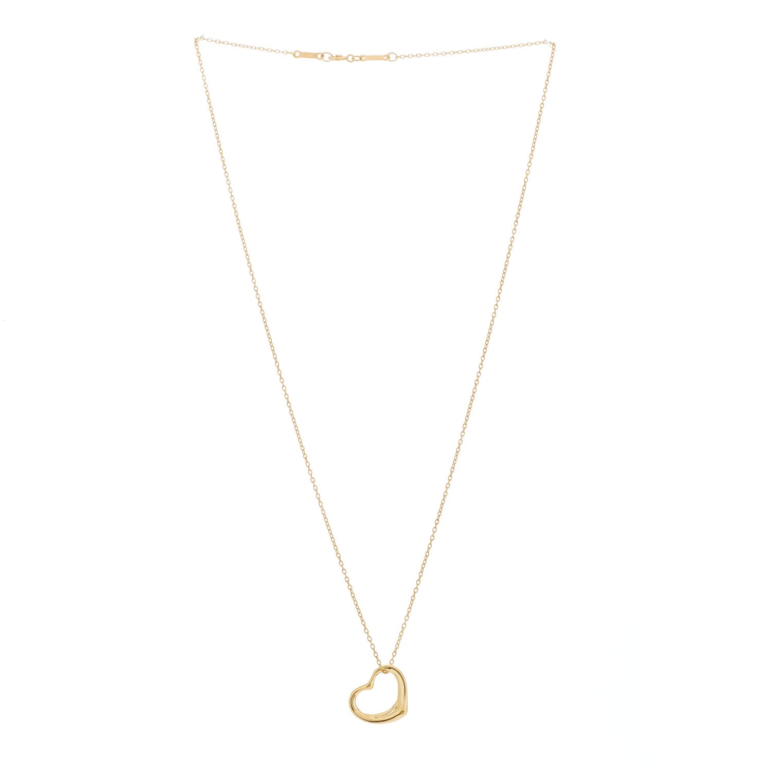 Tiffany 18K Yellow Gold 14mm Elsa Peretti Open Heart Pendant Necklace 3 of 6