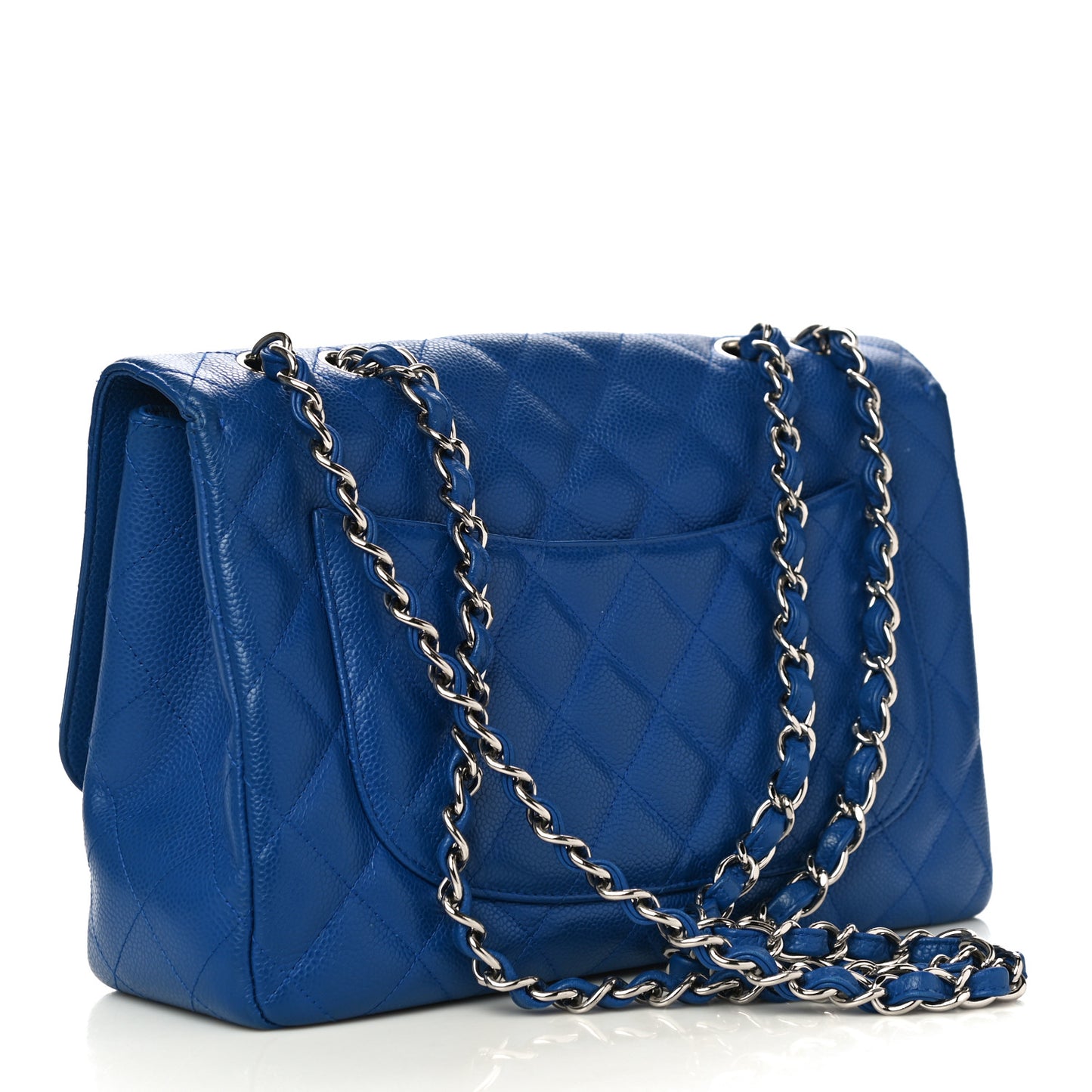 Caviar Quilted Jumbo Single Flap Blue