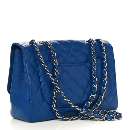Chanel Caviar Quilted Jumbo Single Flap Blue 3 of 15