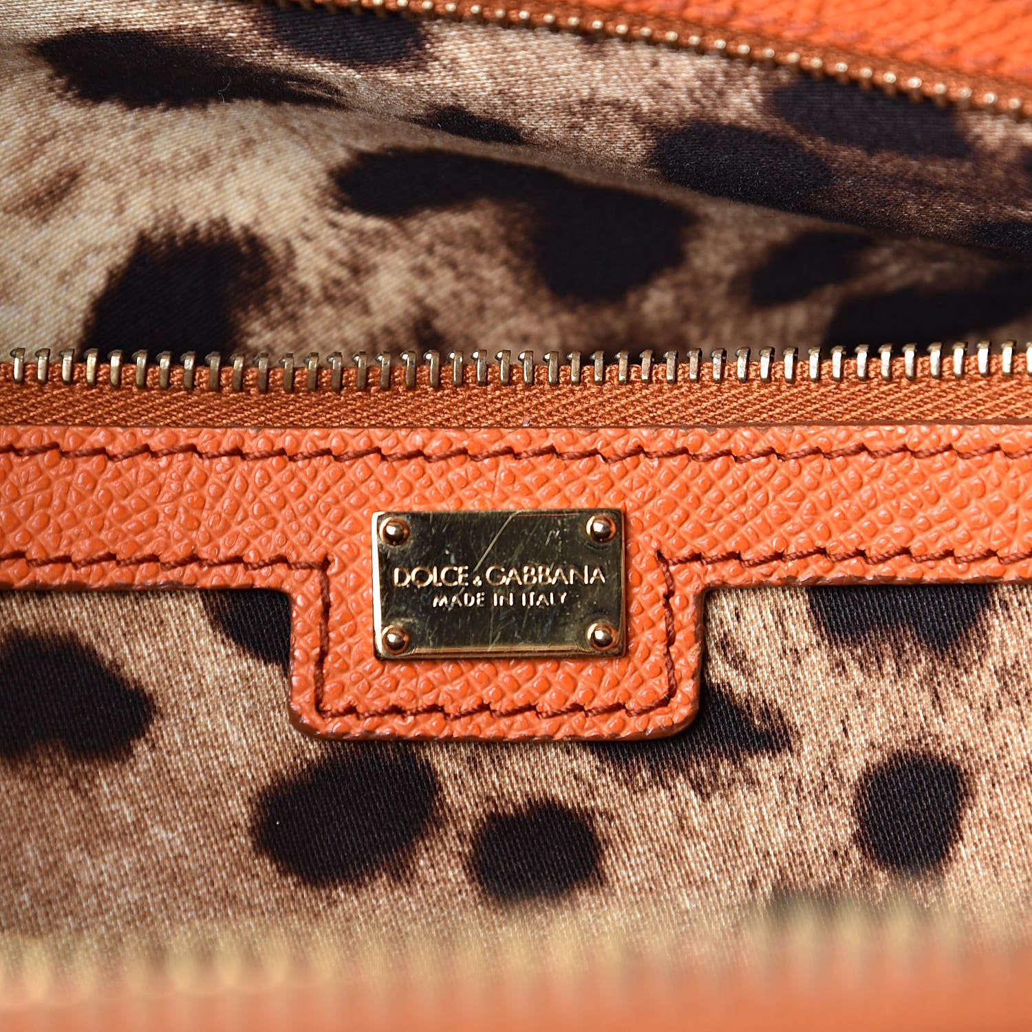 Dolce & Gabbana Textured Calfskin Miss Escape Tote Orange 6 of 12