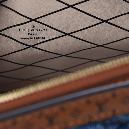 Louis Vuitton Denim Calfskin Malletage Trunk Clutch Light Blue 6 of 9