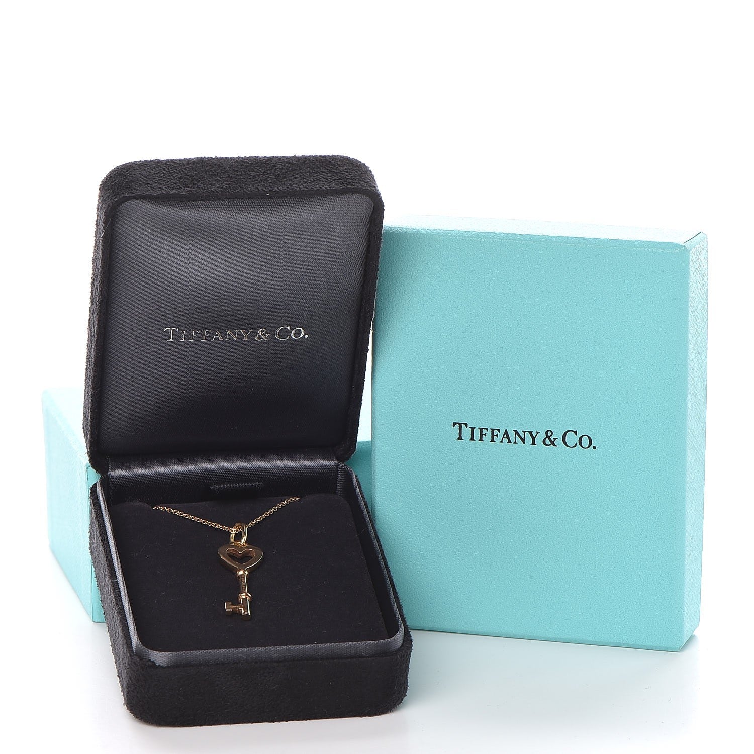 Tiffany 18K Yellow Gold Mini Heart Key Pendant Necklace 8 of 8