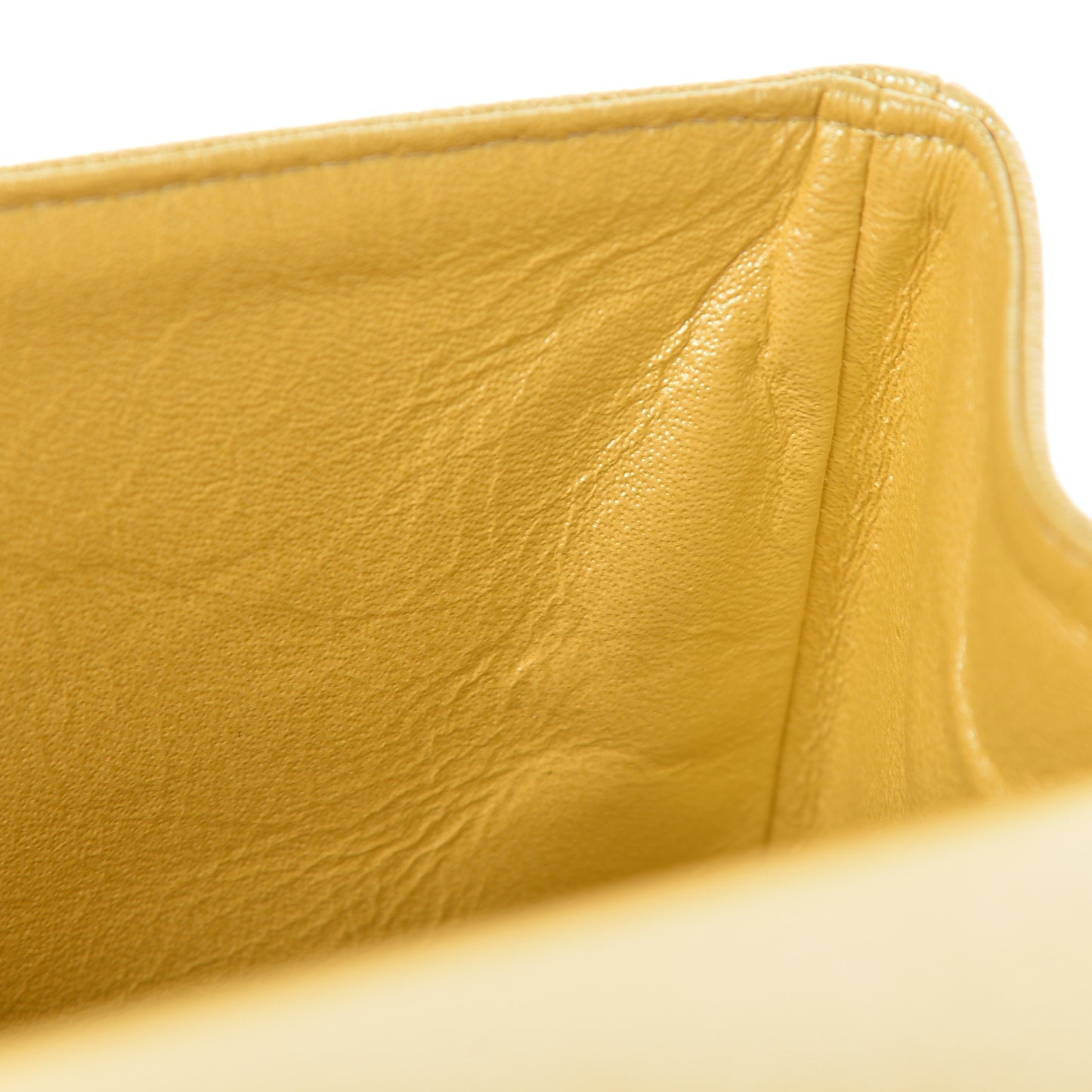 Iridescent Caviar Quilted Jumbo Double Flap Jaune Yellow