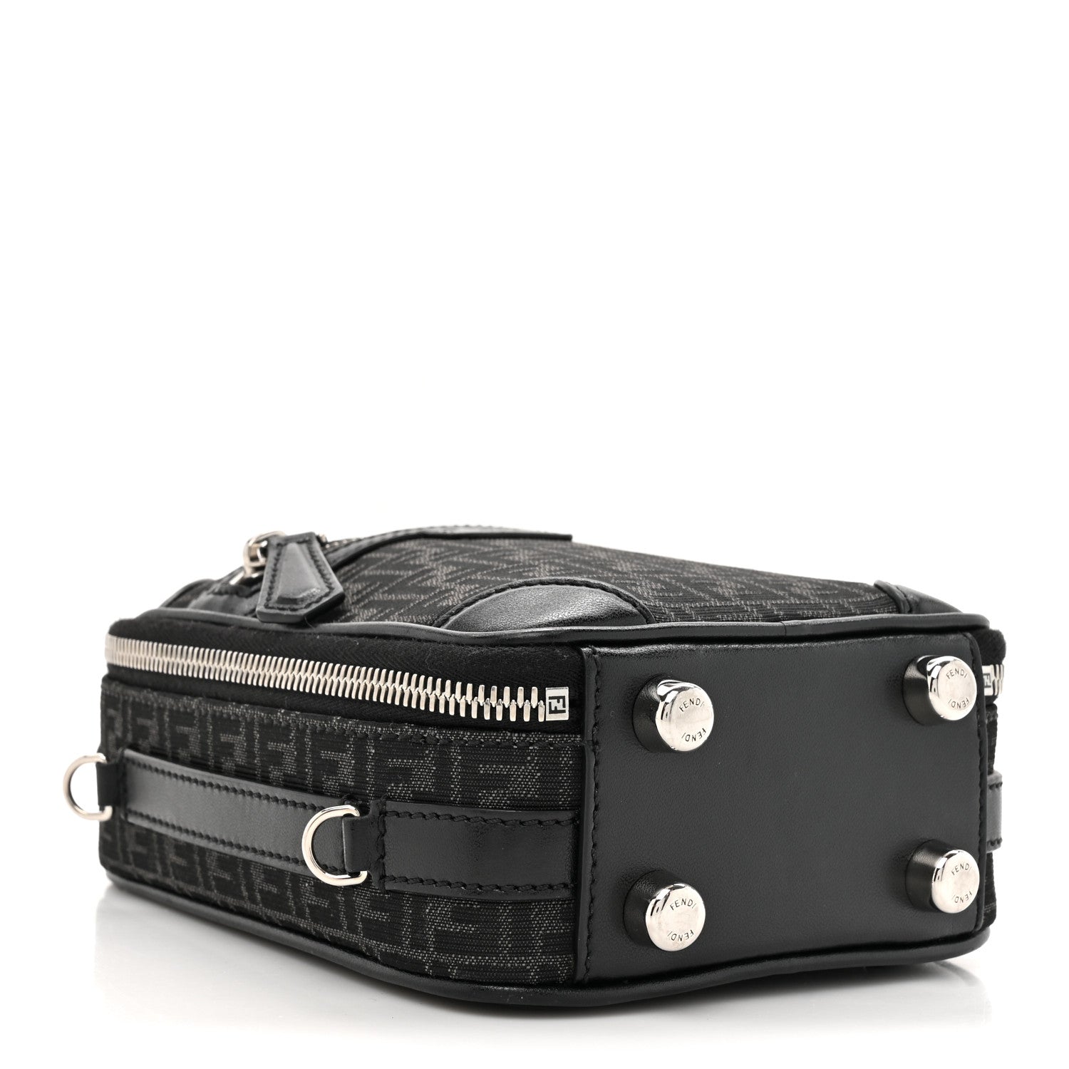 Fendi Recycled Fabric Jacquard Vitello Astro Micro FF Mini Trolley Bag Asfalto Black 4 of 11