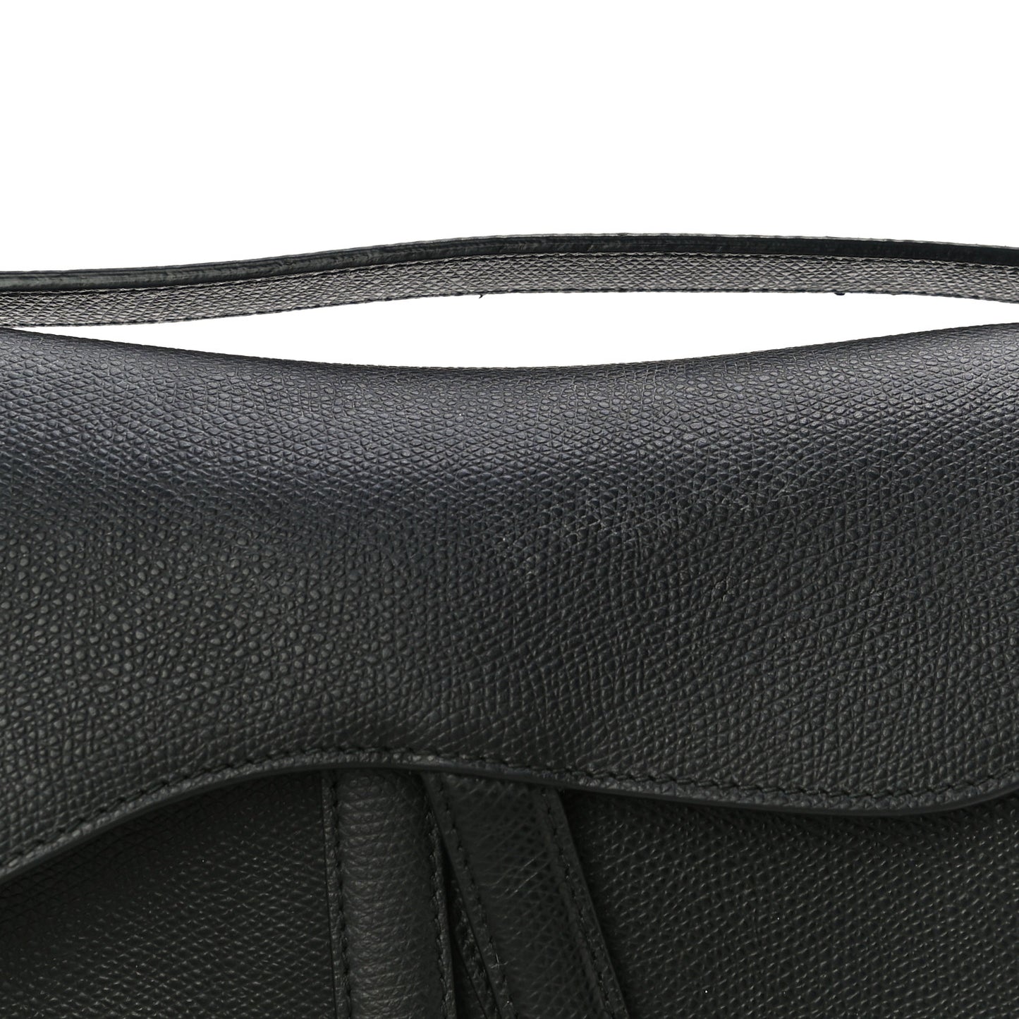 Grained Calfskin Saddle Bag Black