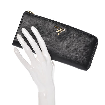 Prada Saffiano Zip Around Wallet Black 2 of 10