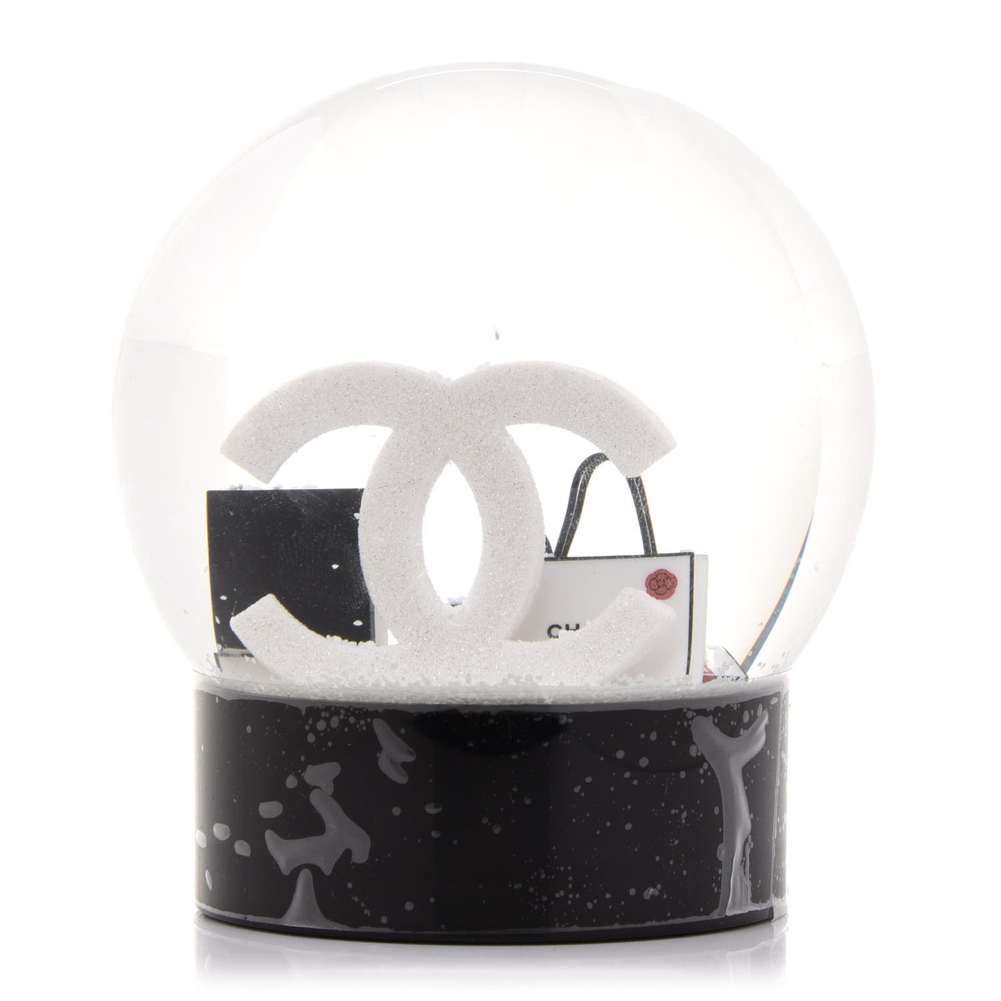 Glass CC Shopping Bag Snow Globe