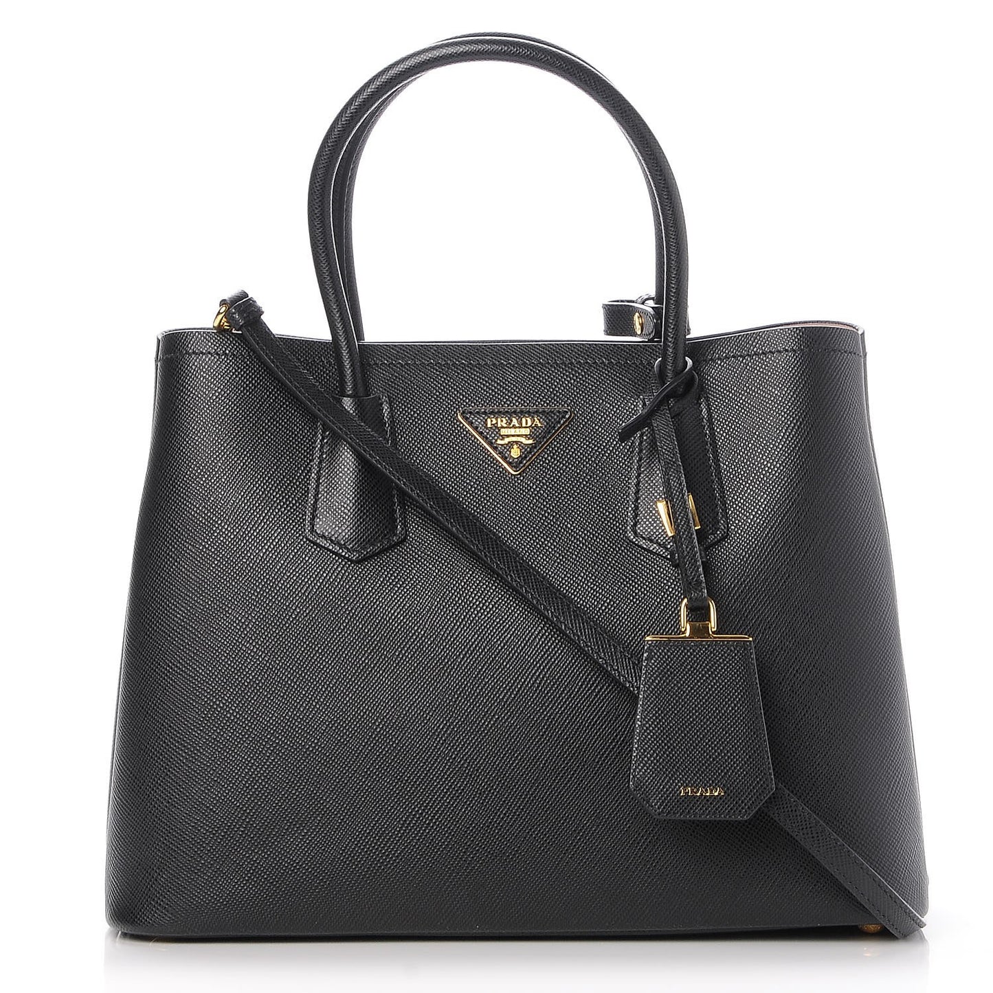 Saffiano Cuir Medium Double Bag Black Mughetto