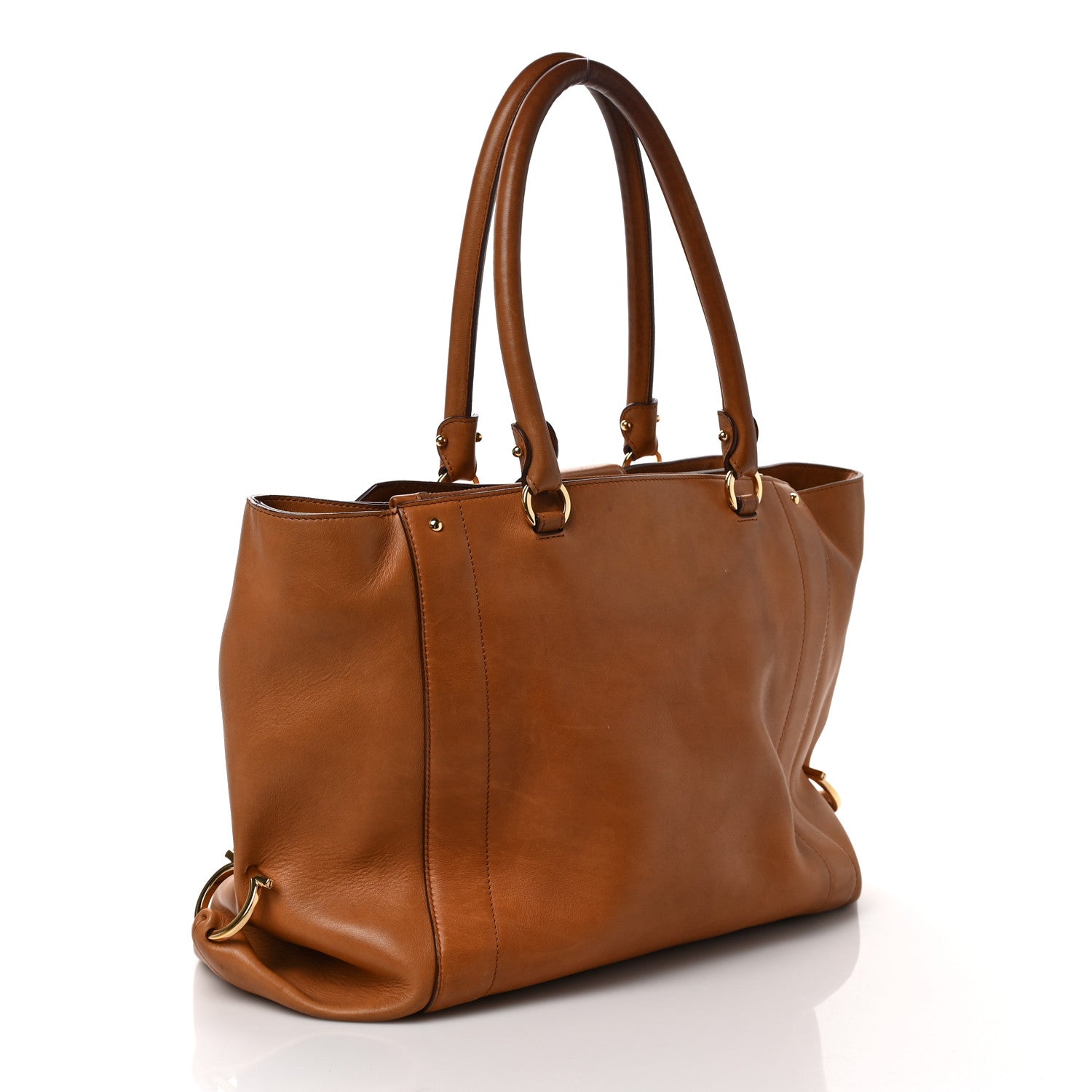 Salvatore Ferragamo Calfskin Gancini Shopping Tote Chestnut 3 of 8