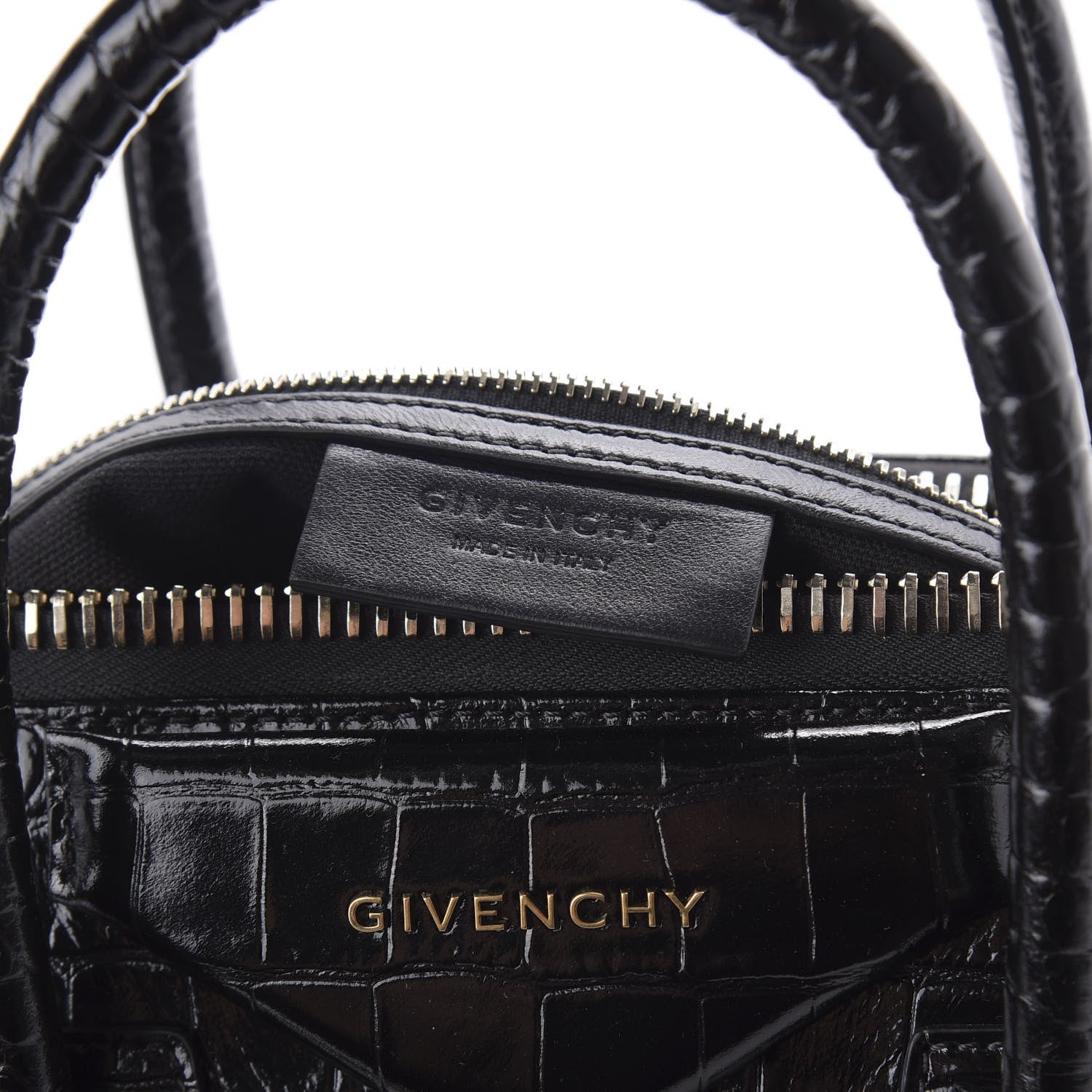 Givenchy Calfskin Crocodile Embossed Small Antigona Black 8 of 11