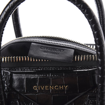 Givenchy Calfskin Crocodile Embossed Small Antigona Black 8 of 11