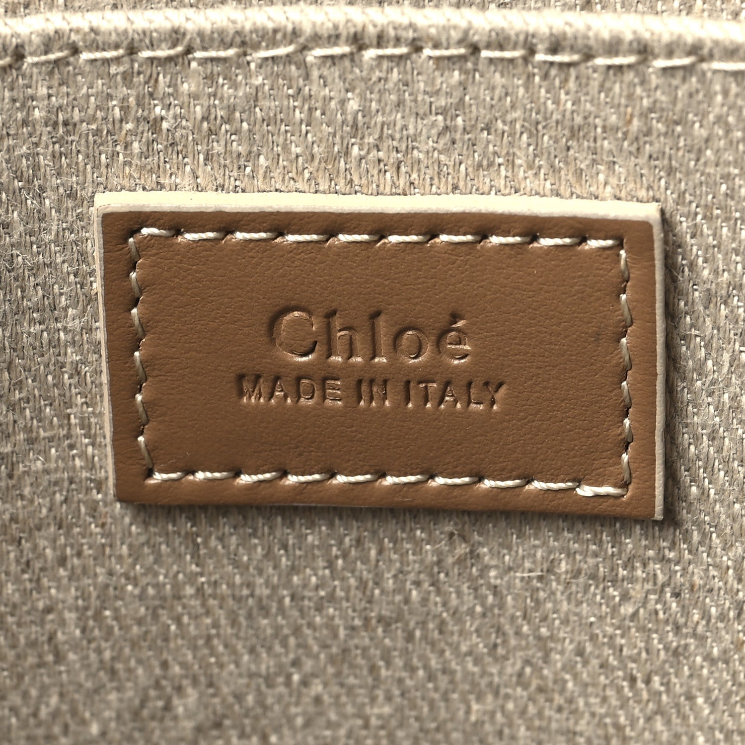 Chloe Linen Calfskin Medium Woody Ribbon Tote Blushy Beige 6 of 9