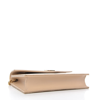 Saint Laurent Grain De Poudre Matelasse Chevron Monogram Envelope Chain Wallet Nude Powder 4 of 10