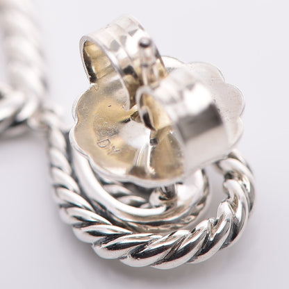 David Yurman Sterling Silver Diamond Cable Classic Teardrop Earrings 5 of 7