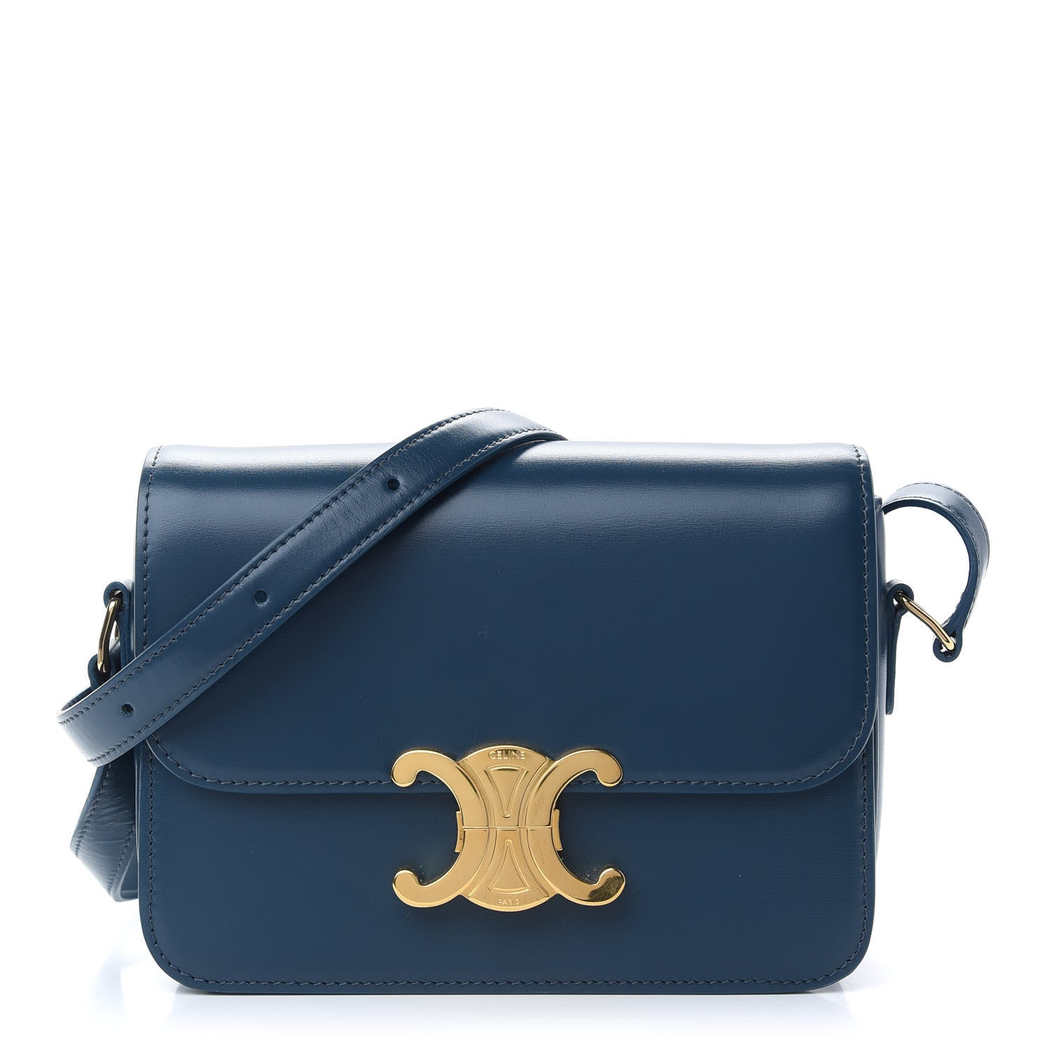 Celine Shiny Calfskin Teen Triomphe Petrol 1 of 8