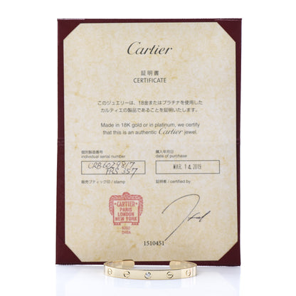 Cartier 18K Yellow Gold 1 Diamond LOVE Cuff Bracelet 17 5 of 5