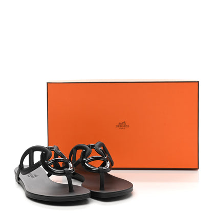 Hermes Rubber Womens Egerie Sandals 35 Black 9 of 9