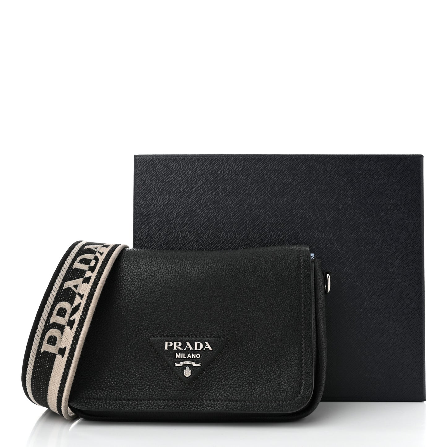 Vitello Daino Soft Flap Crossbody Black