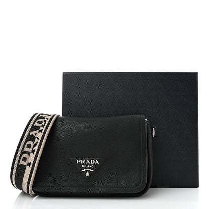 Prada Vitello Daino Soft Flap Crossbody Black 11 of 11