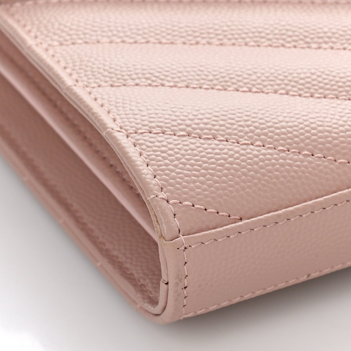 Grain De Poudre Matelasse Chevron Monogram Chain Wallet Pale Pink
