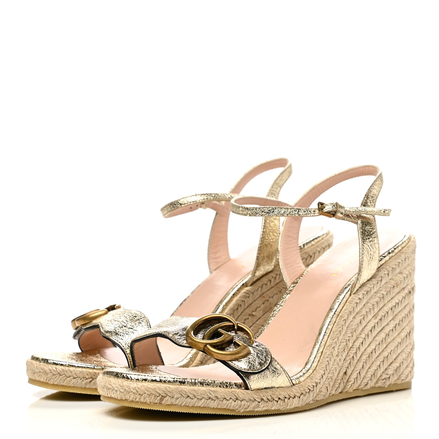 Gucci Galassia Aitana Espadrille 10/95mm Wedge Sandals 37 Platino 3 of 9