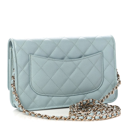 Chanel Caviar Quilted Wallet On Chain WOC Light Blue 3 of 11