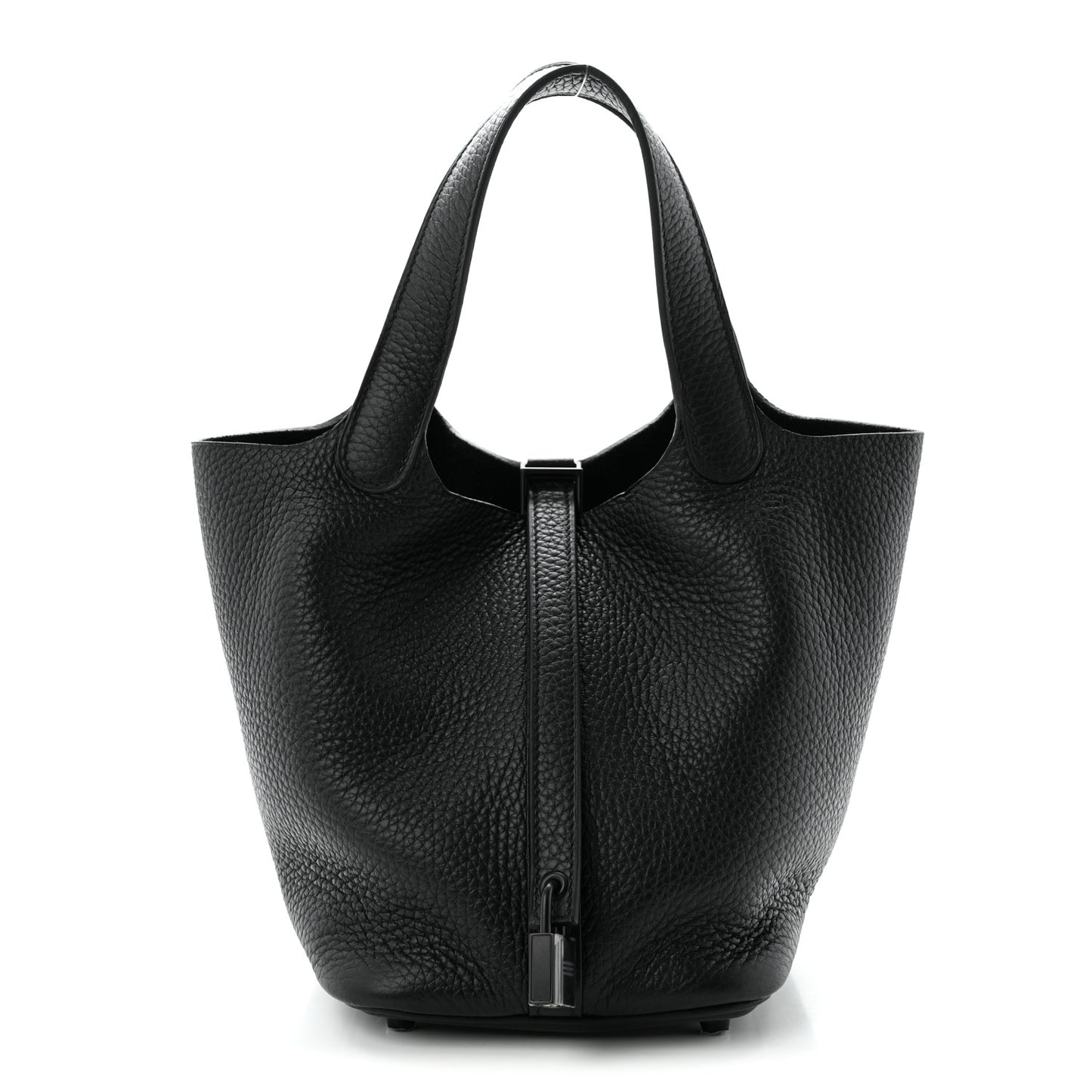 Taurillon Clemence Monochrome Picotin Lock 18 PM Black