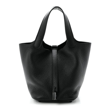 Hermes Taurillon Clemence Monochrome Picotin Lock 18 PM Black 1 of 10