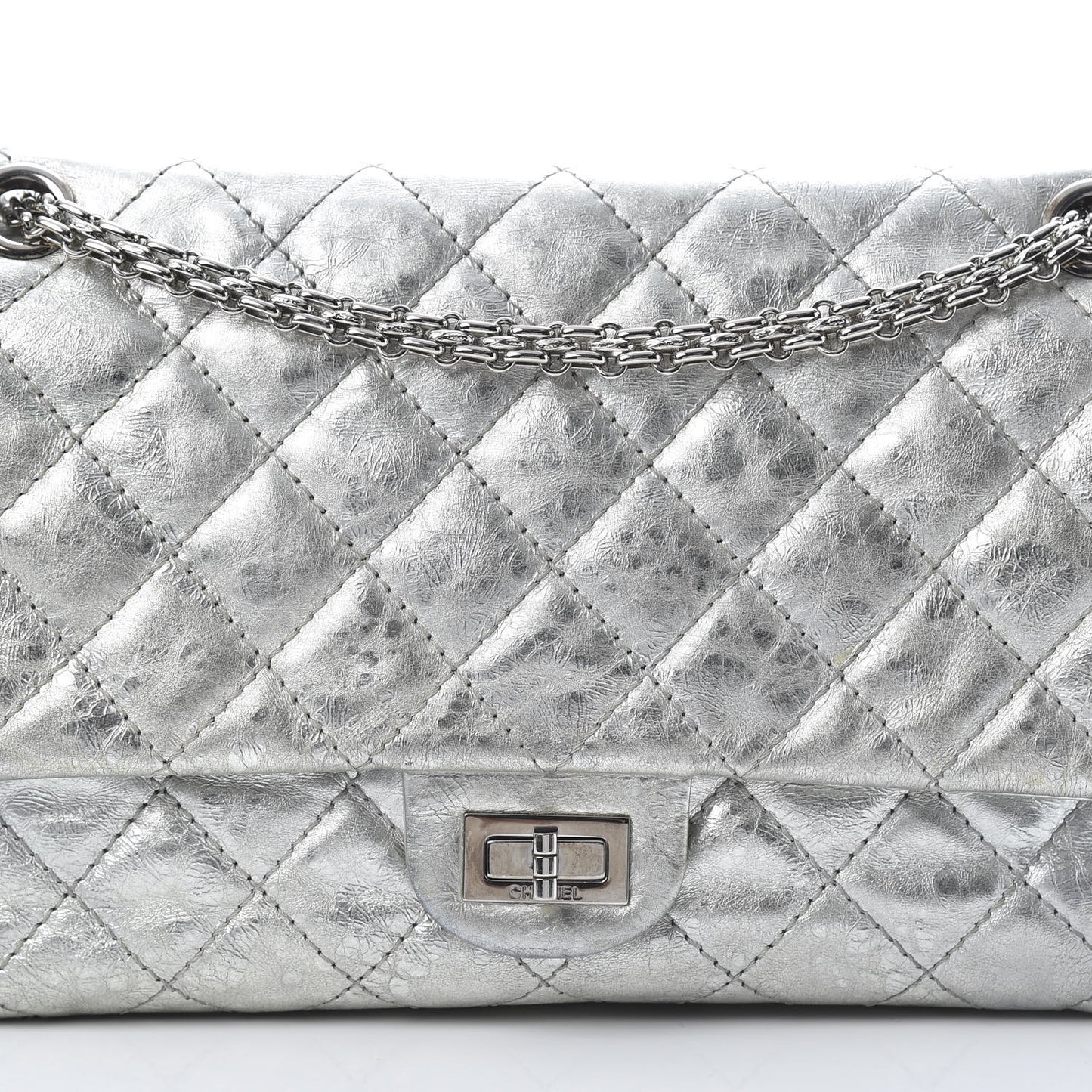 Metallic Aged Calfskin Quilted 2.55 Reissue 226 Flap Silver