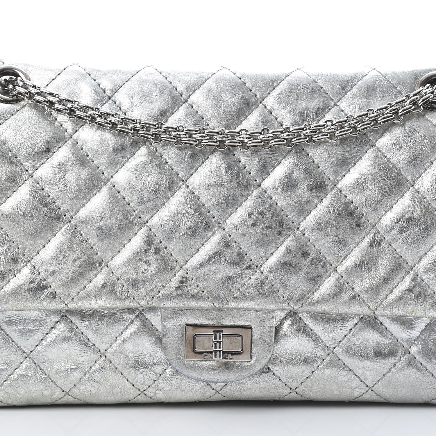 Chanel Metallic Aged Calfskin Quilted 2.55 Reissue 226 Flap Silver 8 of 12