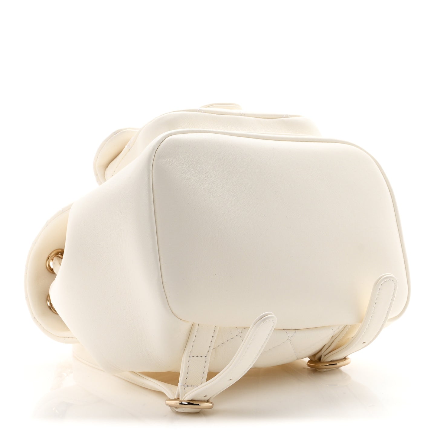 Lambskin Quilted Small Duma Drawstring Backpack White