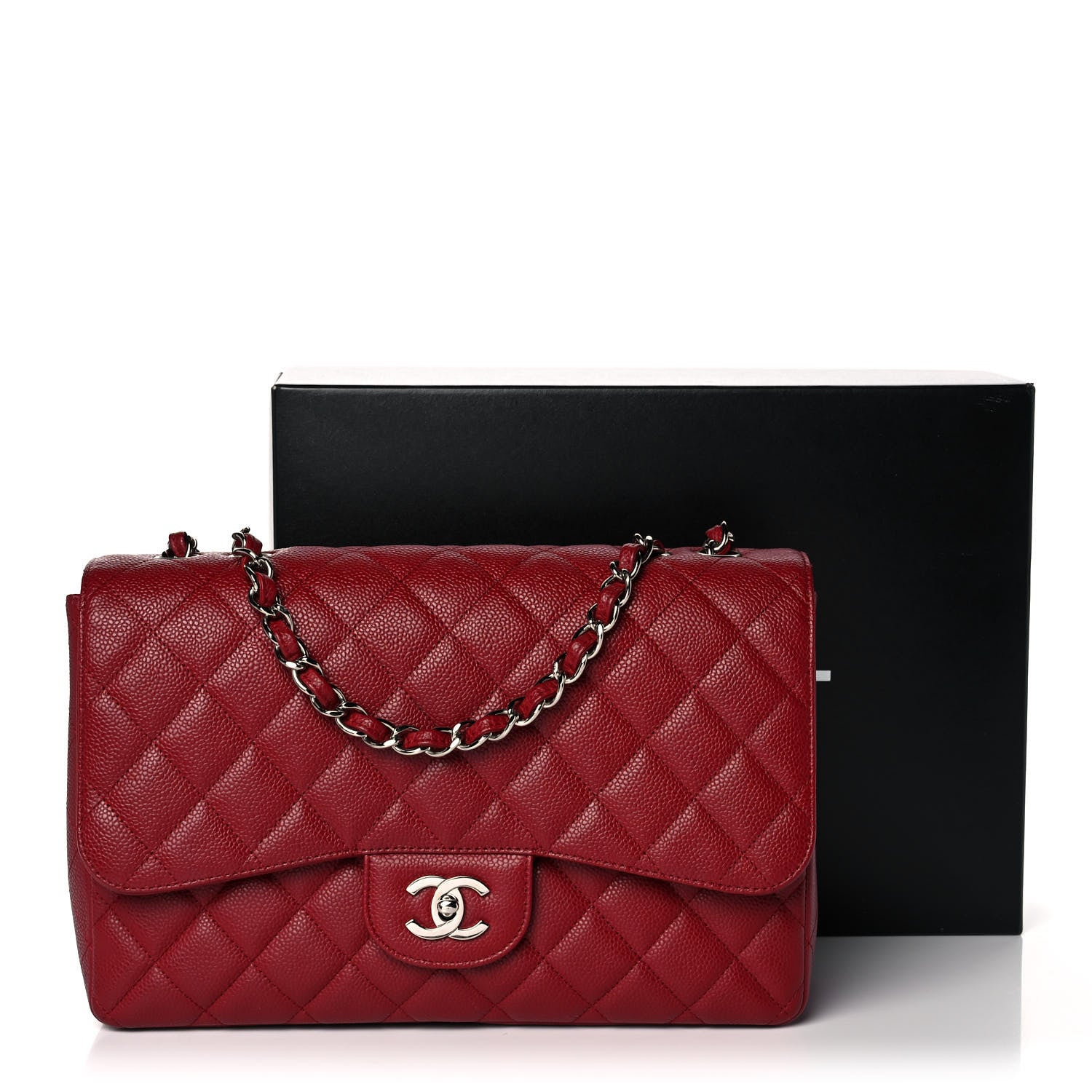 Chanel Caviar Quilted Jumbo Single Flap Dark Red 14 of 14