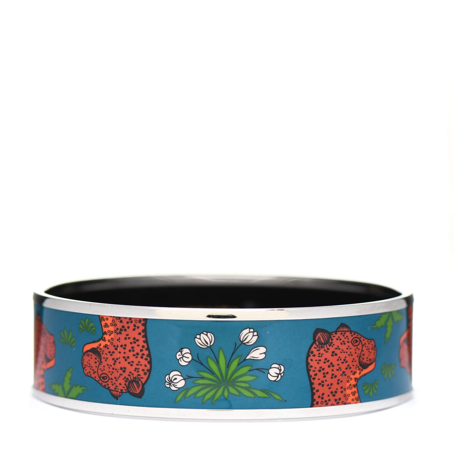 Enamel Printed Wide Les Leopards Bracelet 65 Folk