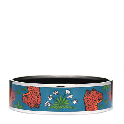 Hermes Enamel Printed Wide Les Leopards Bracelet 65 Folk 1 of 4