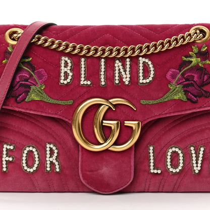 Gucci Velvet Matelasse Blind for Love Embroidered Medium GG Marmont Shoulder Bag Light Raspberry Rose Multicolor 8 of 13
