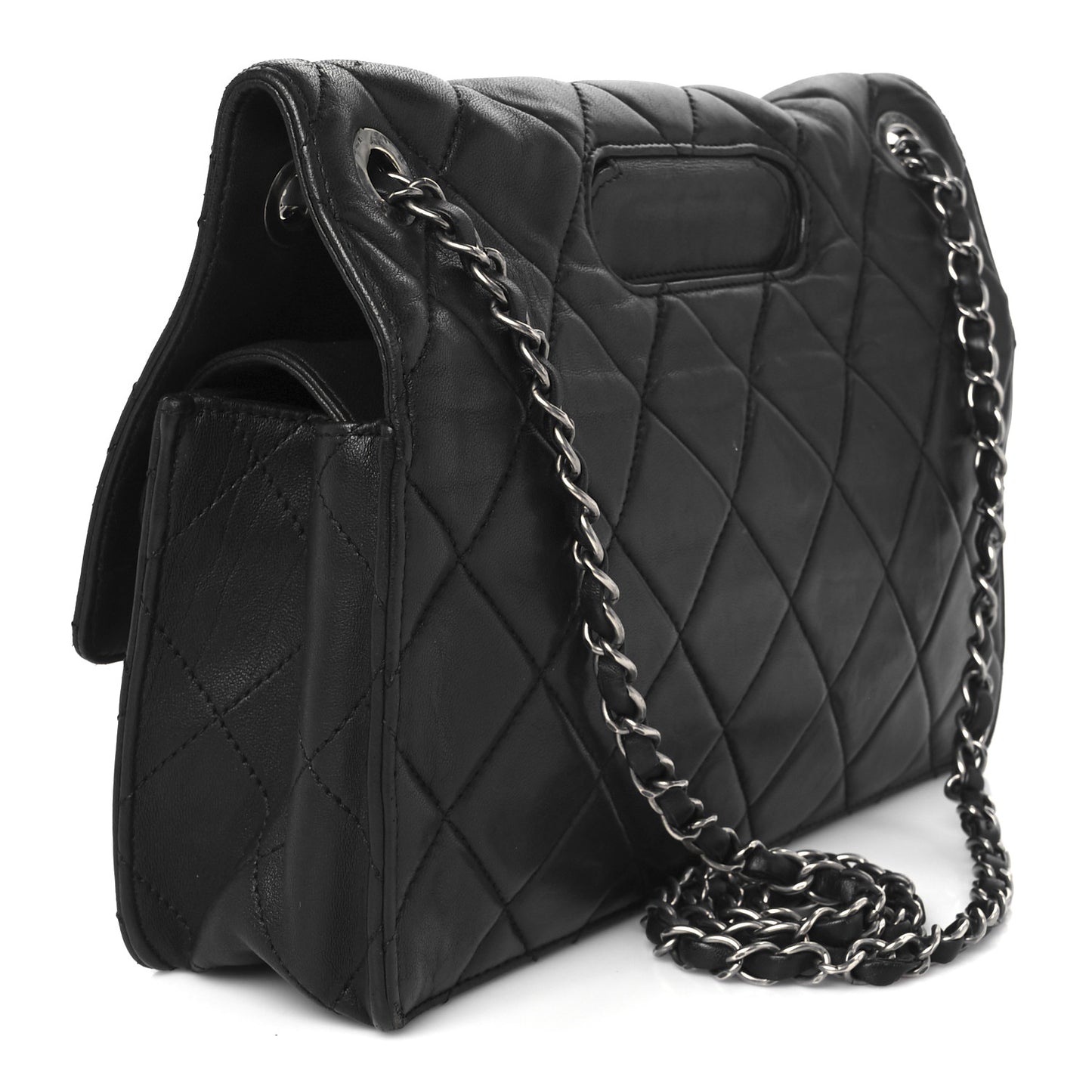 Washed Lambskin Jumbo Take Away Flap Black