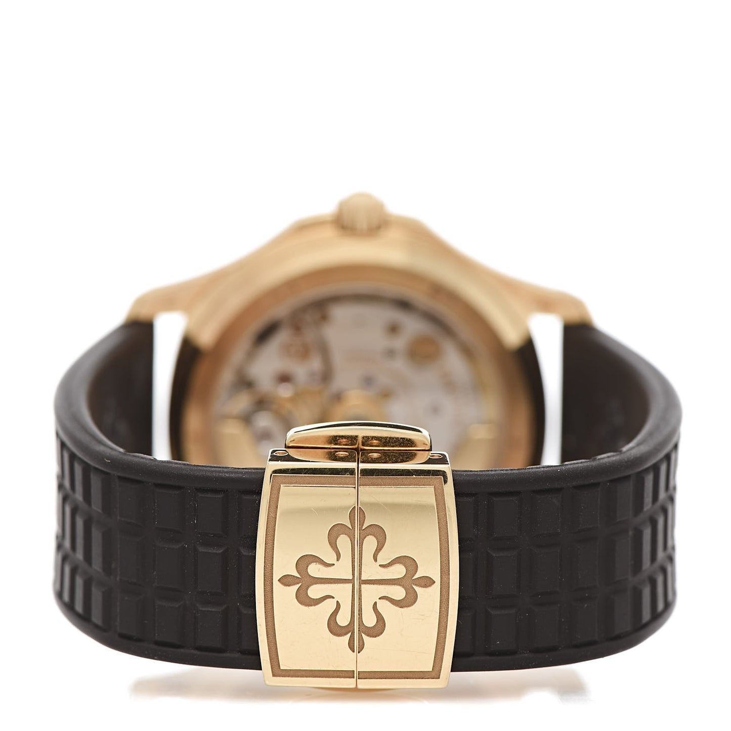 18K Rose Gold Rubber Diamond 35.6mm Aquanaut Automatic Watch Brown 5068