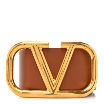 Valentino Garavani Glossy Calfskin VLogo Reversible 70mm Belt 95 38 Saddle Brown Black 2 of 7