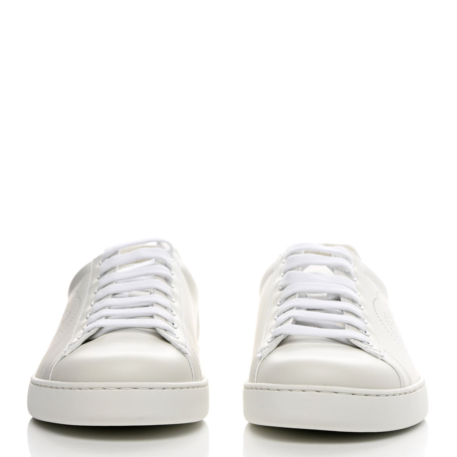 Gucci Calfskin Interlocking G Perforated Mens Ace Sneakers 9 White Grey Sky 2 of 11