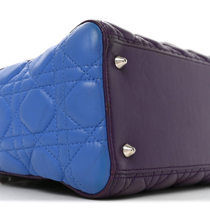 Christian Dior Lambskin Cannage Medium Bi-Color Lady Dior Purple Blue 9 of 10