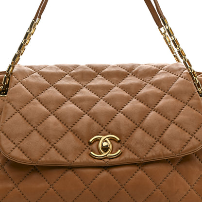Chanel Calfskin Quilted Jumbo Retro Chain Accordion Flap Dark Beige 8 of 15