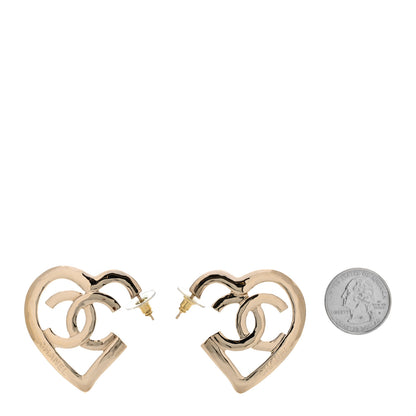 Chanel Metal CC Heart Coco In Love Hoop Earrings Gold 2 of 4